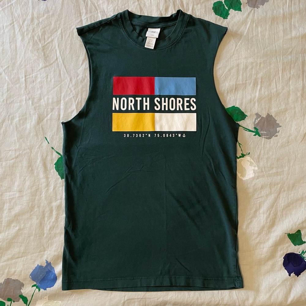 H&M xs north shores cutoff muscle tee